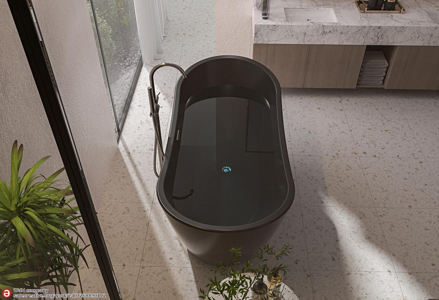 Baignoire îlot design ANAFE NOIR