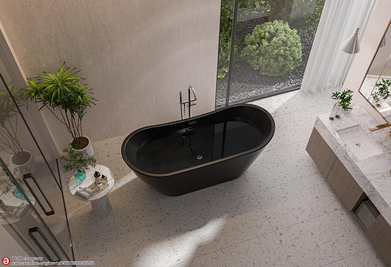 Baignoire îlot design ANAFE NOIR