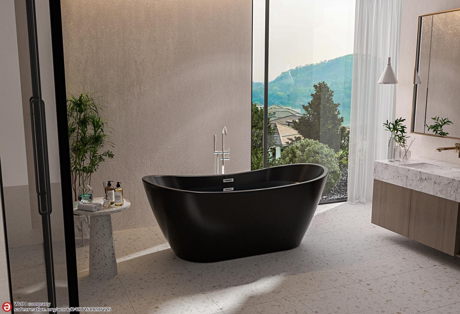 Baignoire îlot design ANAFE NOIR