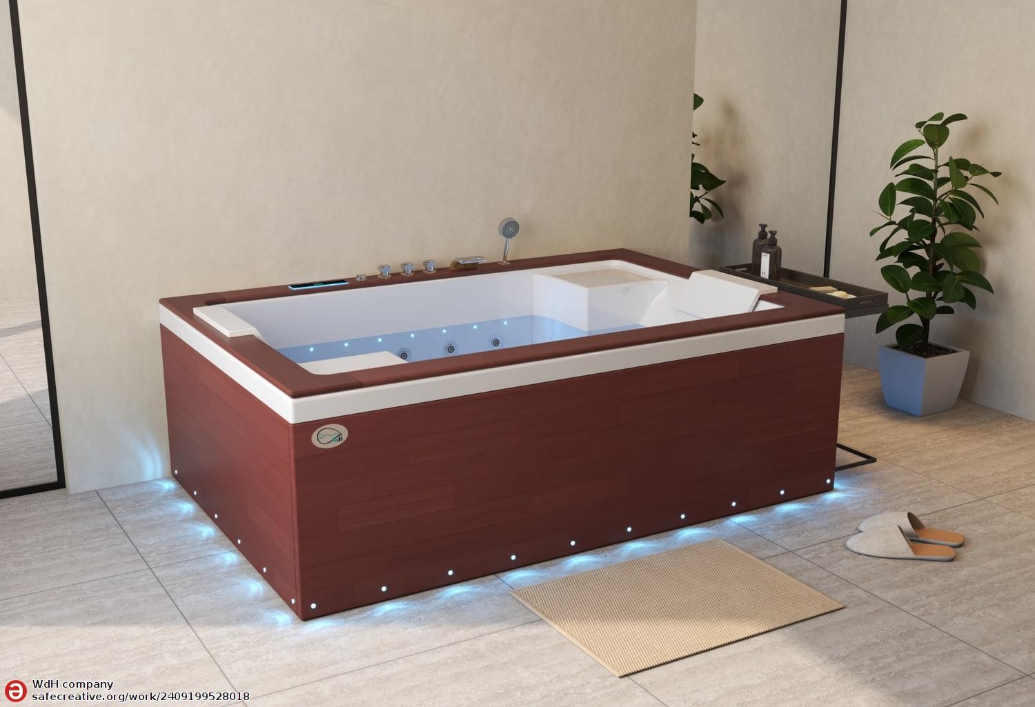 Baignoire balnéo jacuzzi ITACA DARK WOOD